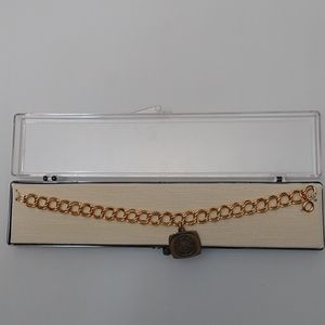 New York State Association of Fire Chiefs Brass Charm Bracelet, NWoT